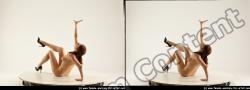 Nude Woman White Kneeling poses - ALL Slim Kneeling poses - on both knees long colored 3D Stereoscopic poses Pinup